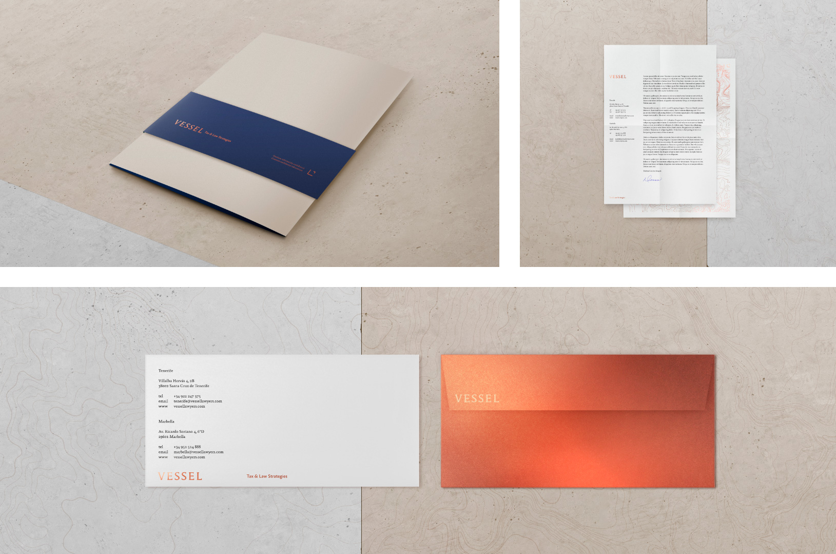 Papelería: carpeta, carta y sobres